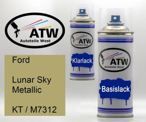 Ford, Lunar Sky Metallic, KT / M7312: 400ml Sprühdose + 400ml Klarlack - Set, von ATW Autoteile West.